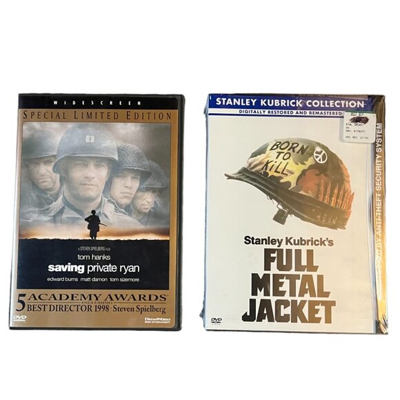Saving Private Ryan (Spielberg) & NWT Full Metal Jacket (Kubrick) 2-DVD Bundle - Picture 1 of 6